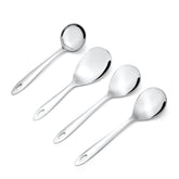 Montavo by FnS Amazon Stainless Steel Serving Tools Set of 4, 1 Gravy Ladle (chamcha), 1 Rice Server, 2 Veg Serving Spoon(Spatula)